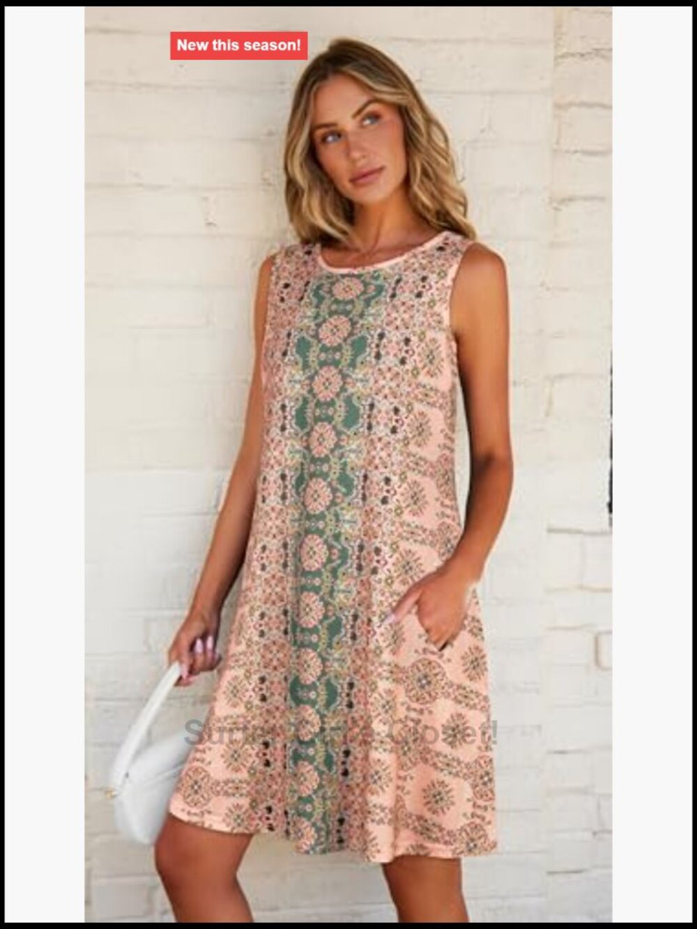 Sleeveless Boho Floral Swing Tank Dress with Pockets - Picture 2 of 7